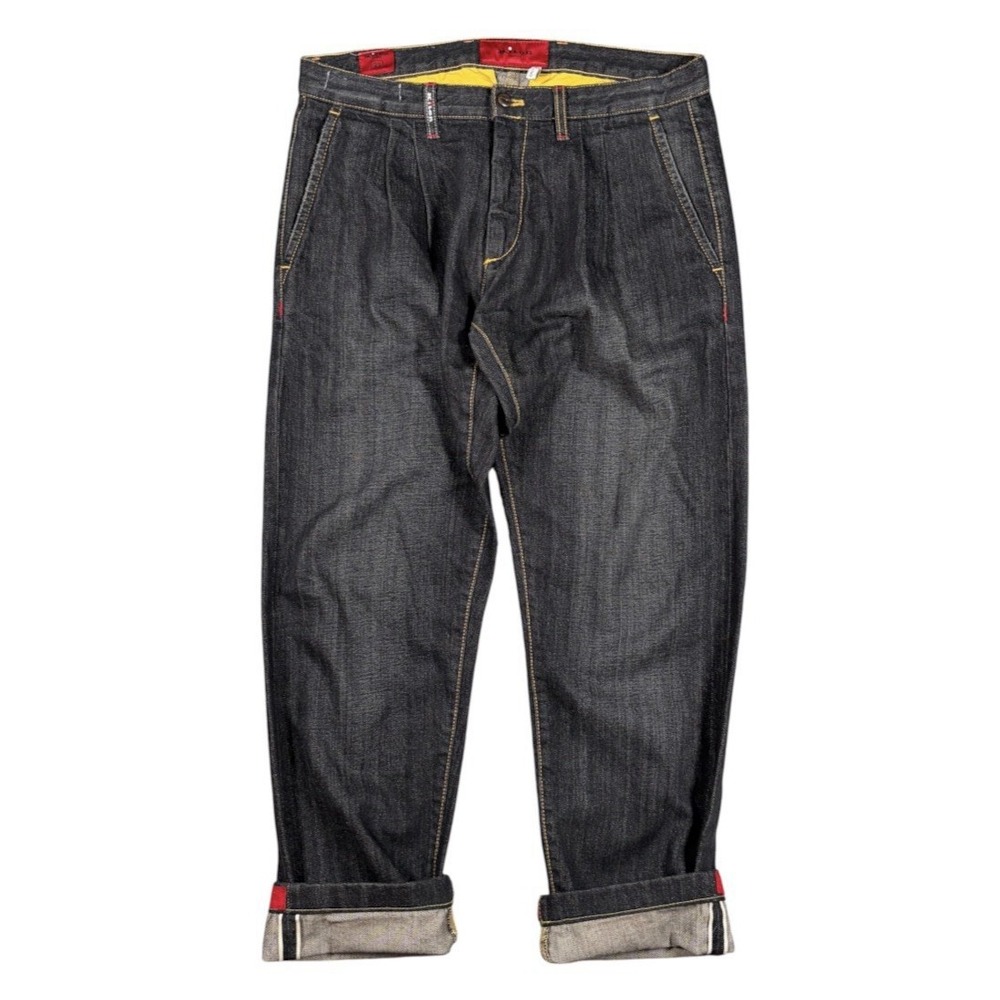 Kiton Napoli Selvedge Pleated Jeans Men's Straight Leg Italy Dark Wash 33x29 EUC